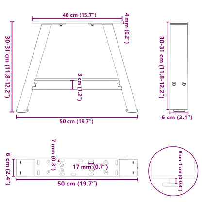 Anthracite Steel A-Shaped Coffee Table Legs 2pcs, Adjustable 50x30-31 cm
