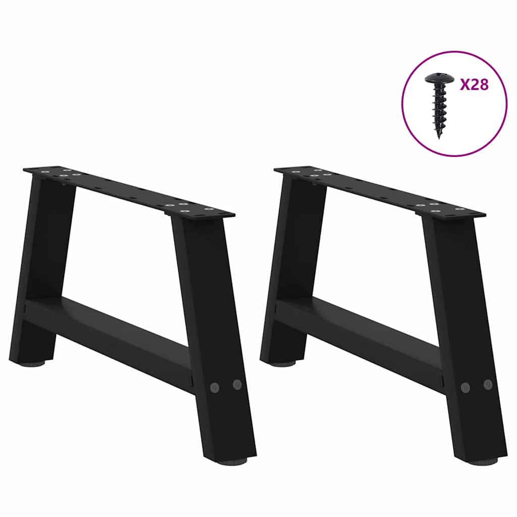 Black Steel A-Shaped Coffee Table Legs, 2 Pcs, Adjustable 70cm
