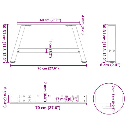 Steel A-Shaped Coffee Table Legs 2pcs, 70x(30-31)cm