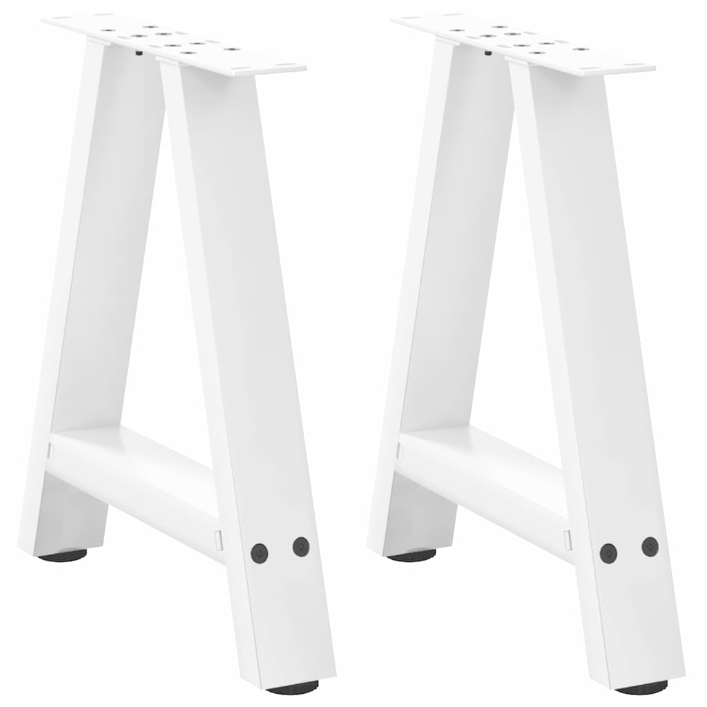 White A-Shape Steel Coffee Table Legs, 2 Pcs, Adjustable Height 38cm