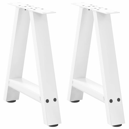 White A-Shape Steel Coffee Table Legs, 2 Pcs, Adjustable Height 38cm