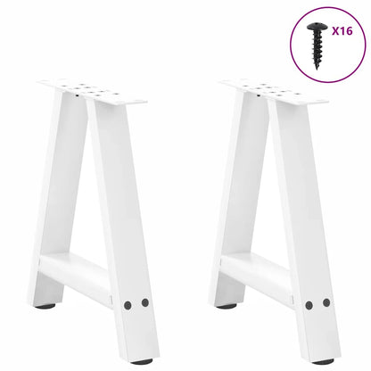 White A-Shape Steel Coffee Table Legs, 2 Pcs, Adjustable Height 38cm