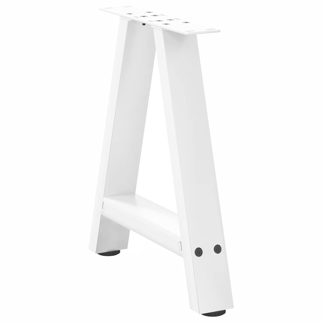 White A-Shape Steel Coffee Table Legs, 2 Pcs, Adjustable Height 38cm