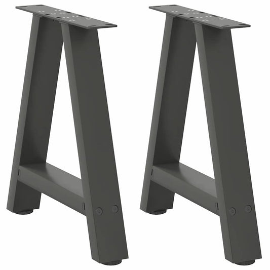 Anthracite Steel A-Shaped Coffee Table Legs, 2pcs, Adjustable 38x42-43cm