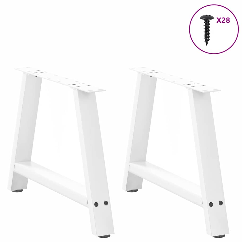 White Steel A-Shaped Coffee Table Legs 2 pcs 70x42-43 cm