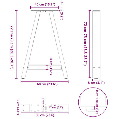 Steel A-Shaped Dining Table Legs 2pcs, Adjustable 60x72-73cm
