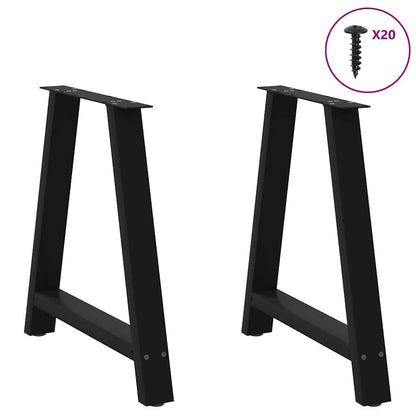 Black Steel A-Shaped Dining Table Legs 70x72-73cm, Set of 2