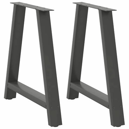 Anthracite Steel A-Shaped Dining Table Legs 2 Pcs, Adjustable 70 cm