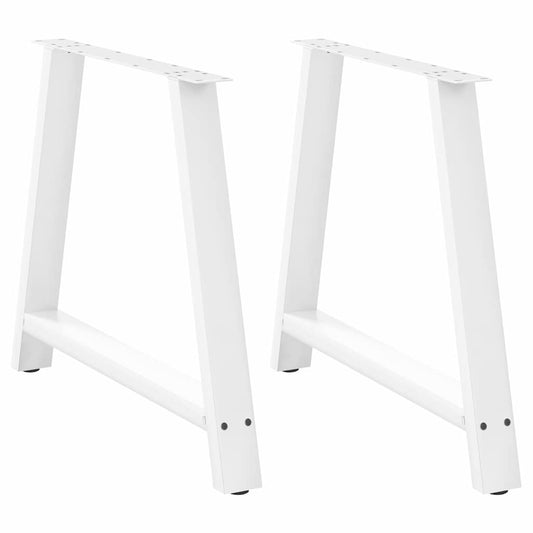 White Steel A-Shaped Dining Table Legs, 2 pcs, Adjustable 90x72-73 cm