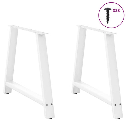 White Steel A-Shaped Dining Table Legs 2pcs, Adjustable Height