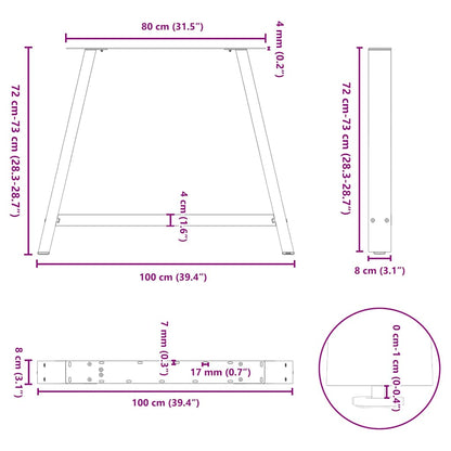 White Steel A-Shaped Dining Table Legs 2pcs, Adjustable Height