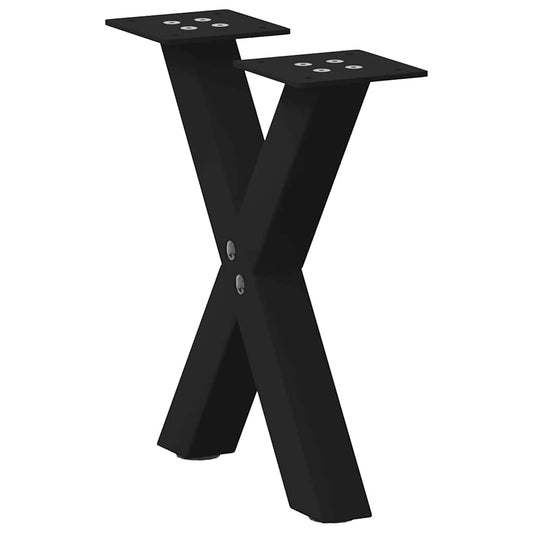 Black Steel X-Shaped Coffee Table Legs, 30x(30-31) cm, 2 pcs