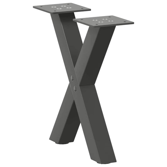Anthracite Steel X-Shaped Coffee Table Legs, 2 pcs, 30-31 cm