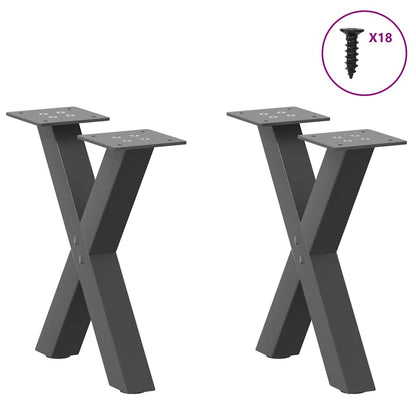 Anthracite Steel X-Shaped Coffee Table Legs, 2 pcs, 30-31 cm