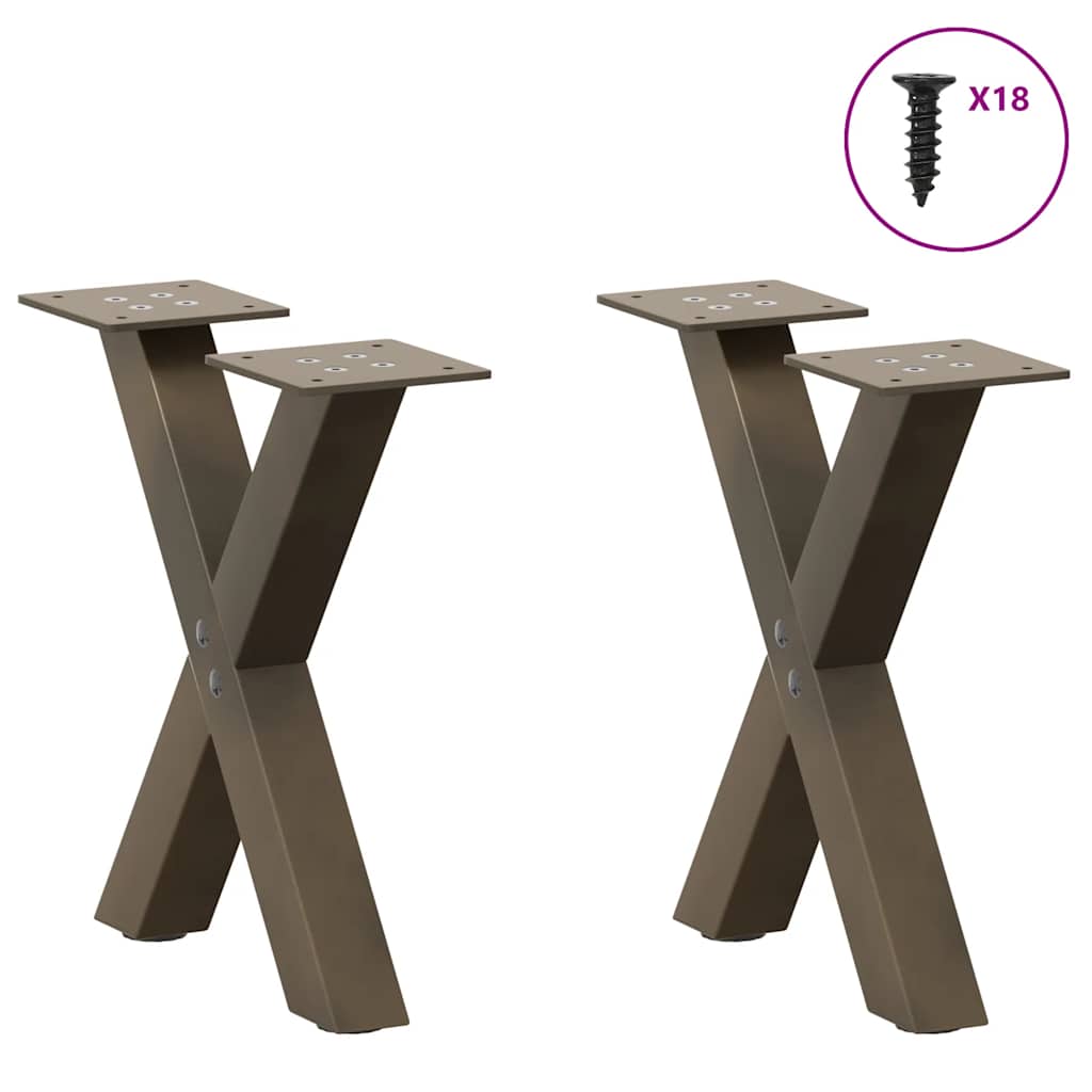 Natural Steel X-Shaped Coffee Table Legs 2pcs 30cm