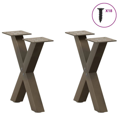 Natural Steel X-Shaped Coffee Table Legs 2pcs 30cm