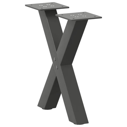 Anthracite Steel X-Shaped Coffee Table Legs Set, Adjustable 40x31cm