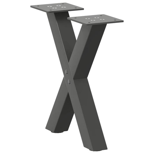 Anthracite Steel X-Shaped Coffee Table Legs Set, Adjustable 40x31cm