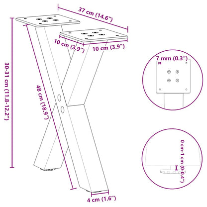 Anthracite Steel X-Shaped Coffee Table Legs Set, Adjustable 40x31cm