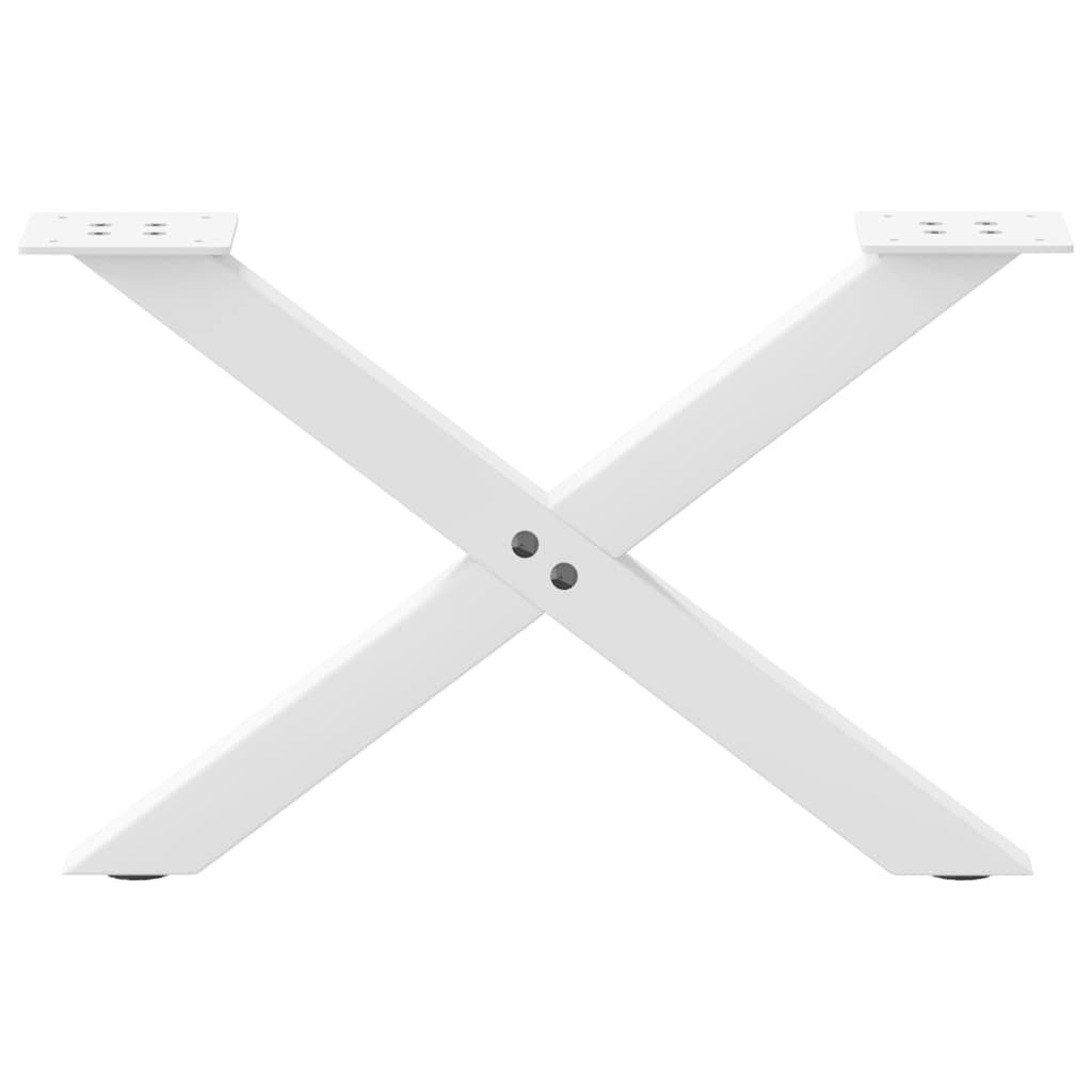White Steel X-Shaped Coffee Table Legs (2 pcs, 50x30-31 cm)