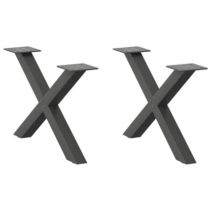 Anthracite Steel X-Shaped Coffee Table Legs, 2 pcs, Adjustable 50cm