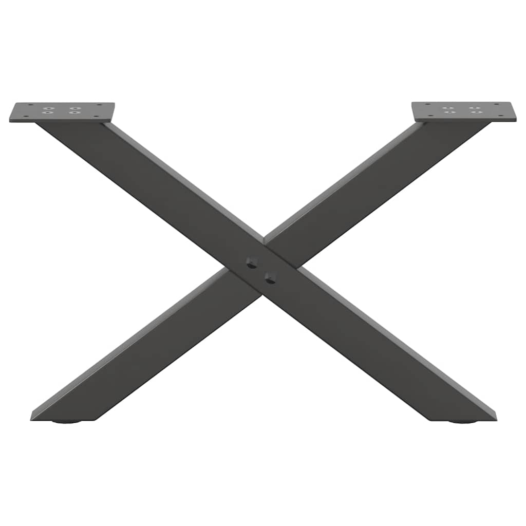 Anthracite Steel X-Shaped Coffee Table Legs, 2 pcs, Adjustable 50cm