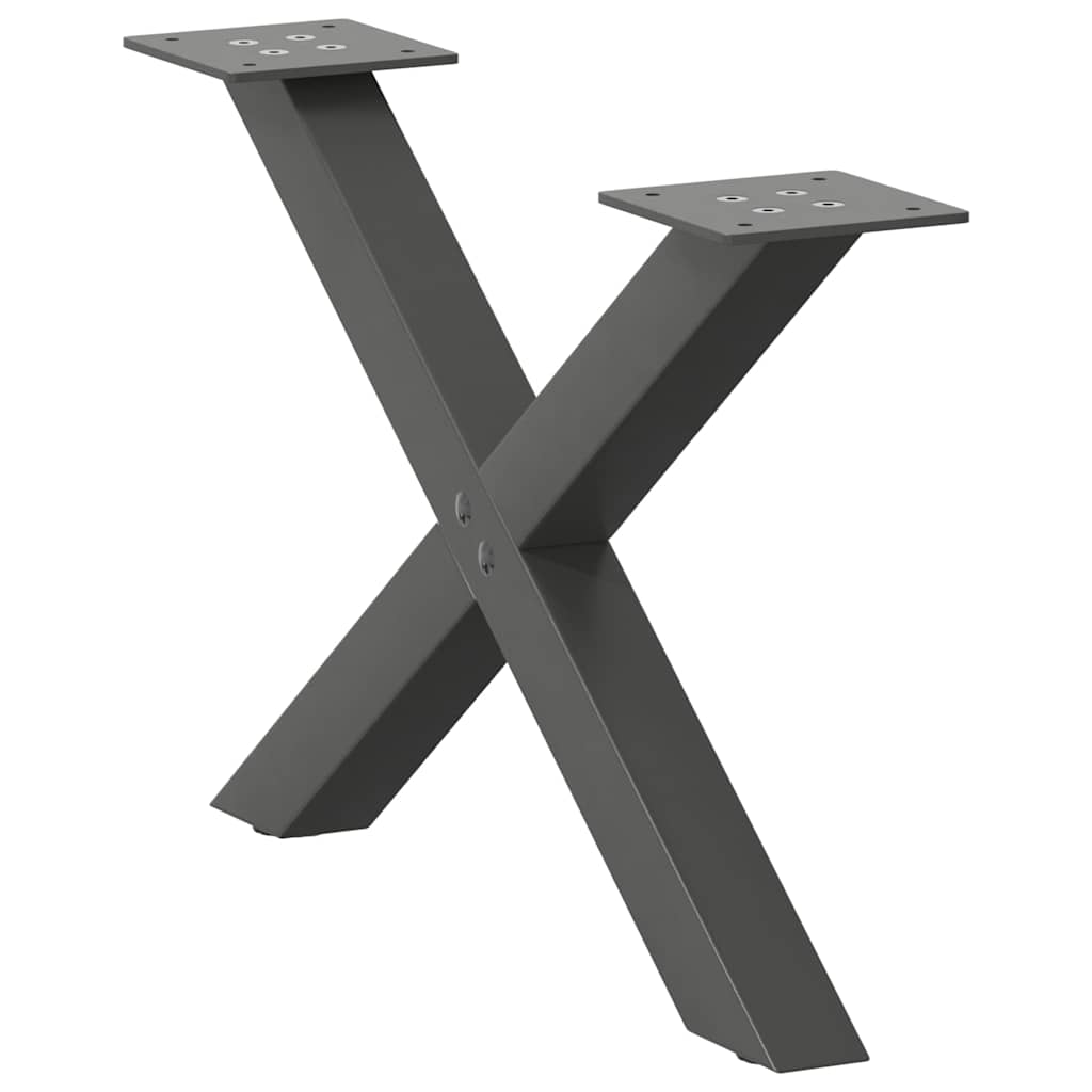 Anthracite Steel X-Shaped Coffee Table Legs, 2 pcs, Adjustable 50cm