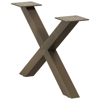 X-Shaped Steel Coffee Table Legs, Natural Finish, 2pcs - 50x30-31cm