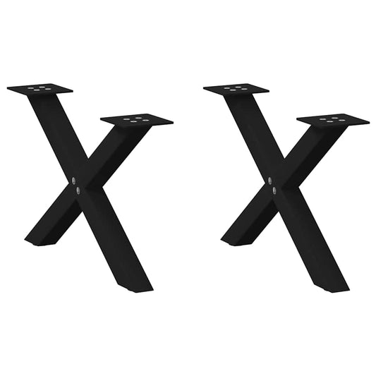 X-Shaped Steel Coffee Table Legs, Black, Set of 2, Adjustable 60cm
