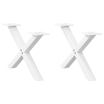 White Steel X-Shaped Coffee Table Legs, 2 pcs, 60x(30-31) cm