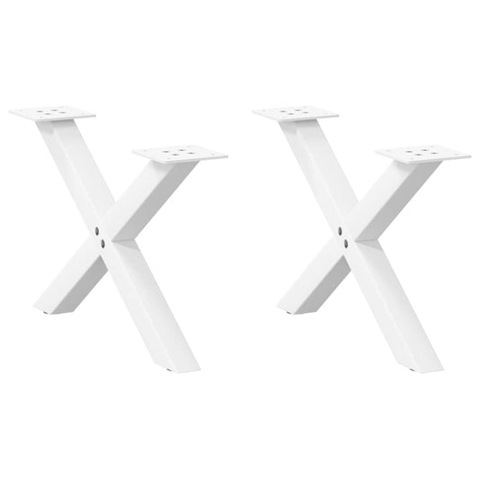 White Steel X-Shaped Coffee Table Legs, 2 pcs, 60x(30-31) cm