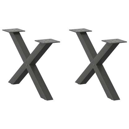 Anthracite Steel X-Shaped Coffee Table Legs, Set of 2, 60x(30-31) cm