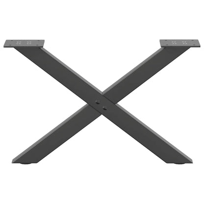 Anthracite Steel X-Shaped Coffee Table Legs, Set of 2, 60x(30-31) cm