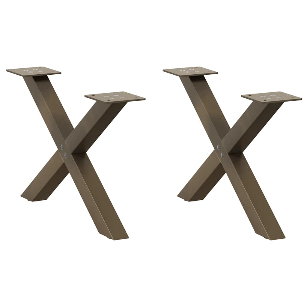 X-Shaped Natural Steel Coffee Table Legs, Set of 2, Adjustable 60cm