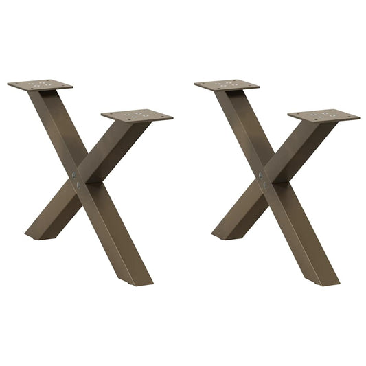 X-Shaped Natural Steel Coffee Table Legs, Set of 2, Adjustable 60cm