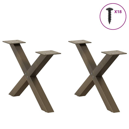 X-Shaped Natural Steel Coffee Table Legs, Set of 2, Adjustable 60cm