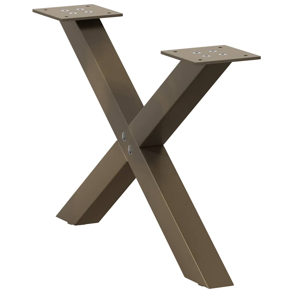 X-Shaped Natural Steel Coffee Table Legs, Set of 2, Adjustable 60cm
