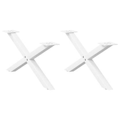 White X-Shaped Steel Coffee Table Legs - Set of 2, 70x30-31 cm