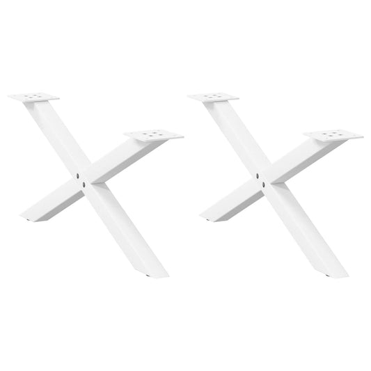 White X-Shaped Steel Coffee Table Legs - Set of 2, 70x30-31 cm