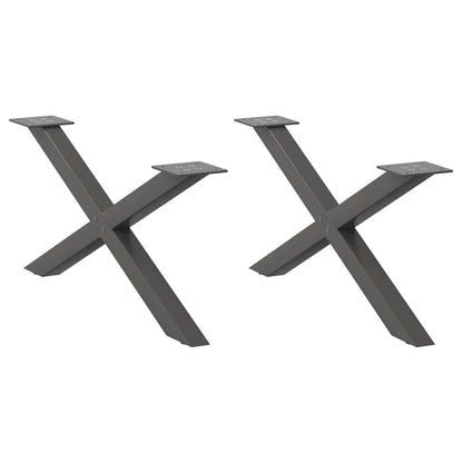 Anthracite Steel X-Shaped Coffee Table Legs Set of 2, Adjustable 70cm
