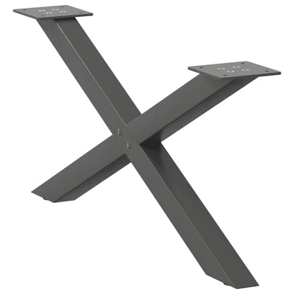 Anthracite Steel X-Shaped Coffee Table Legs Set of 2, Adjustable 70cm