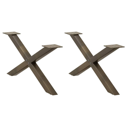 X-Shaped Natural Steel Coffee Table Legs, 2 pcs, 70x30-31 cm