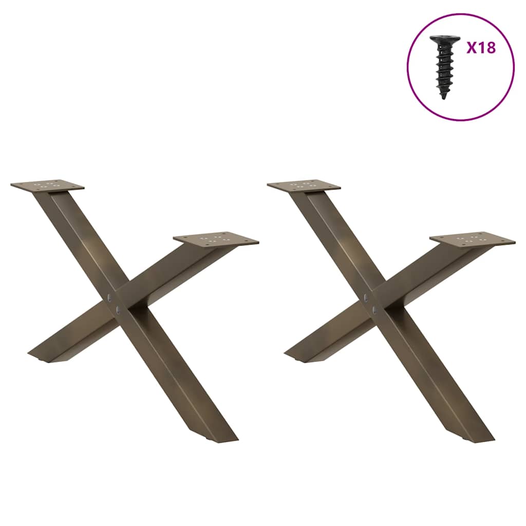 X-Shaped Natural Steel Coffee Table Legs, 2 pcs, 70x30-31 cm