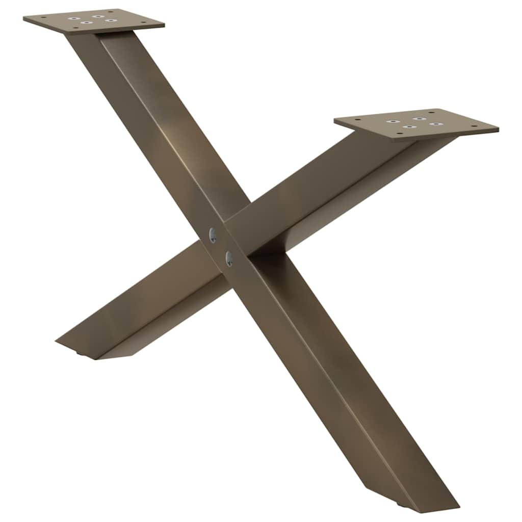 X-Shaped Natural Steel Coffee Table Legs, 2 pcs, 70x30-31 cm
