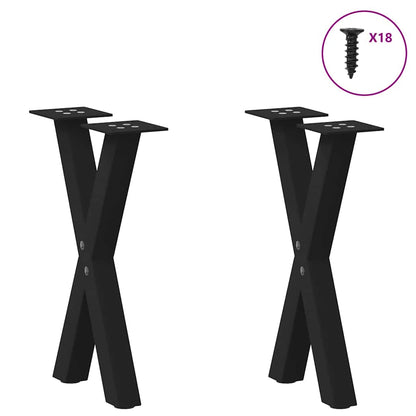 Black Steel X-Shaped Coffee Table Legs, Set of 2, 28x(42-43) cm