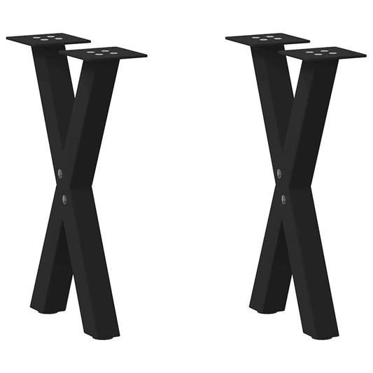Black Steel X-Shaped Coffee Table Legs, 2 Pcs, Adjustable Height 38cm
