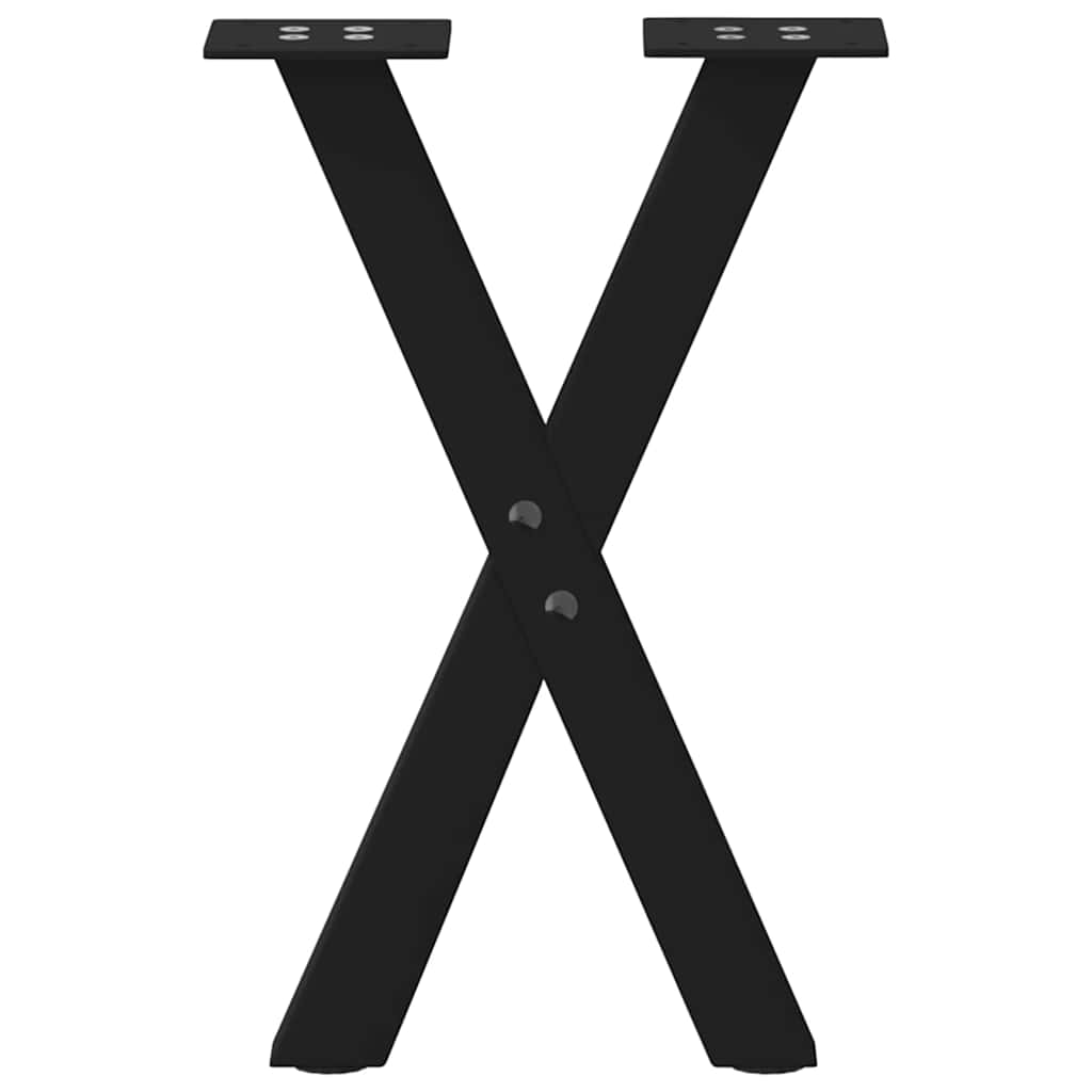 Black Steel X-Shaped Coffee Table Legs, 2 Pcs, Adjustable Height 38cm