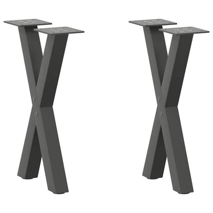 Anthracite Steel X-Shaped Coffee Table Legs 2 pcs, Adjustable 38x(42-43) cm
