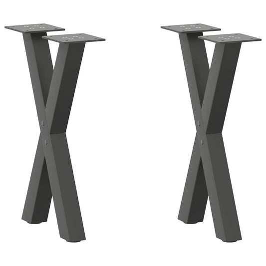 Anthracite Steel X-Shaped Coffee Table Legs 2 pcs, Adjustable 38x(42-43) cm