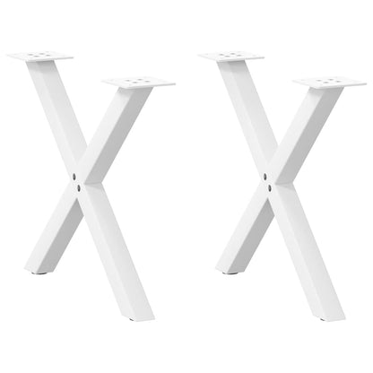 X-Shaped White Steel Coffee Table Legs, 2 pcs, 60x(42-43) cm